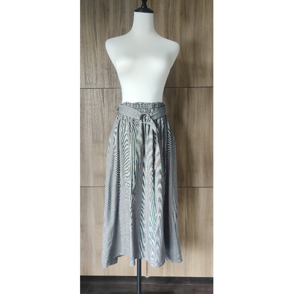 Grey Plaid Midi Skirt